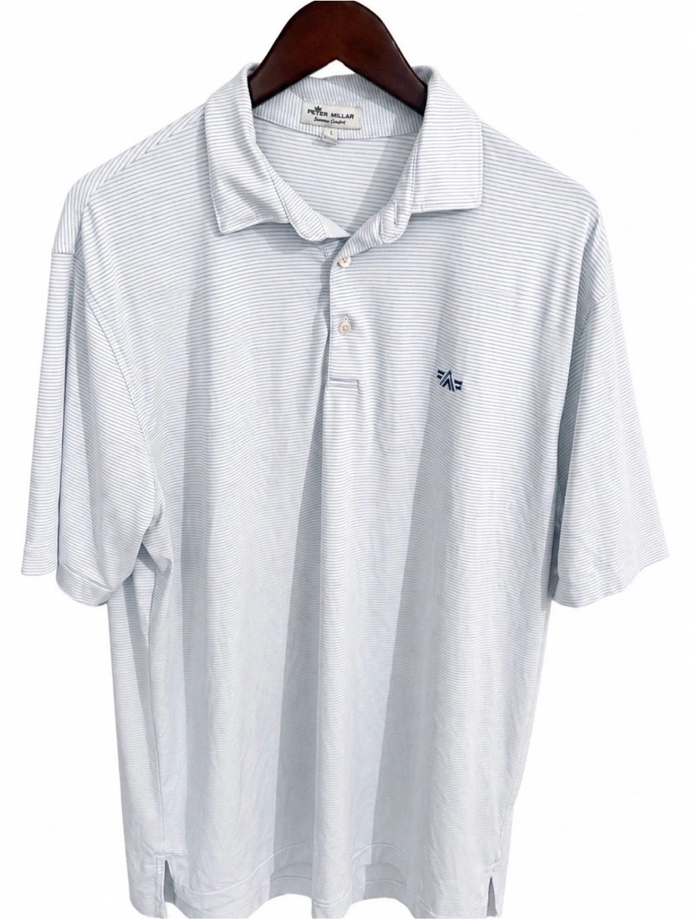 Peter Millar Pale Blue Micro-Stripe Polo